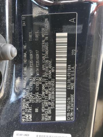 5TDYZ3DC8KS018583 - 2019 TOYOTA SIENNA XLE შავი ფოტო 13