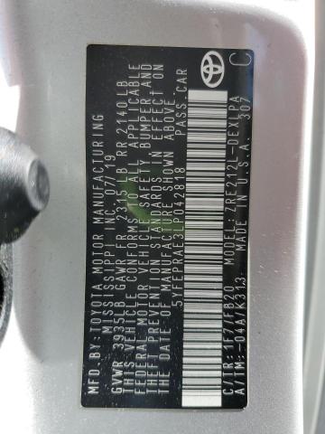 5YFEPRAE3LP042818 - 2020 TOYOTA COROLLA LE 银色 照片 12