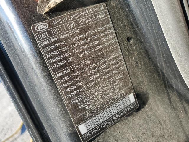 SALSF2D41CA726733 - 2012 LAND ROVER RANGE ROVE HSE BLACK photo 12