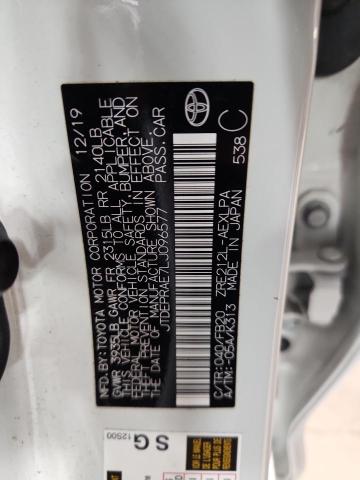 JTDEPRAE7LJ096577 - 2020 TOYOTA COROLLA LE WHITE photo 12