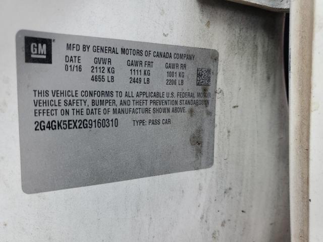 2G4GK5EX2G9160310 - 2016 BUICK REGAL WHITE photo 12