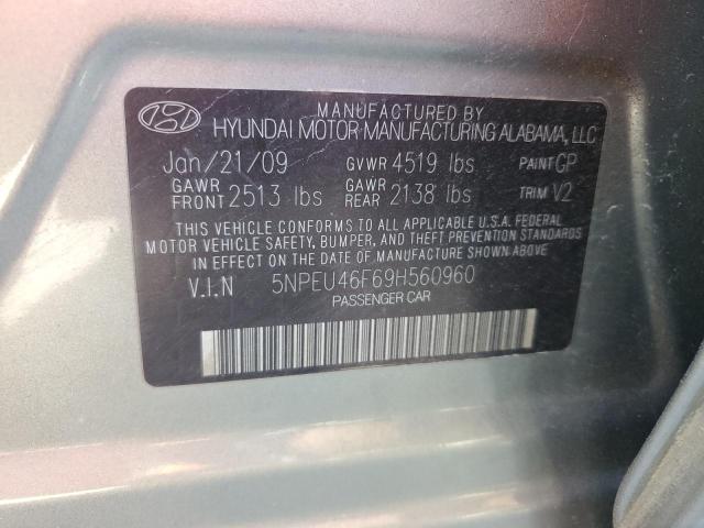 5NPEU46F69H560960 - 2009 HYUNDAI SONATA SE GRAY photo 12