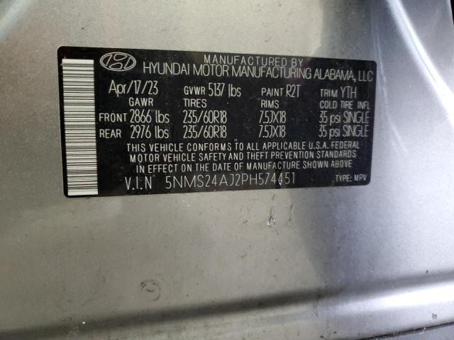 5NMS24AJ2PH574451 - 2023 HYUNDAI SANTA FE SEL Gümüş foto 13