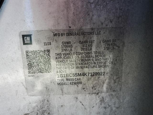 1G1BC5SM4K7128922 - 2019 CHEVROLET CRUZE LS Күміс фото 12