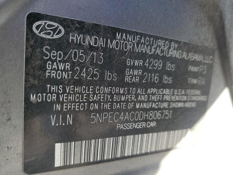 5NPEC4AC0DH806751 - 2013 HYUNDAI SONATA SE Boz foto 13