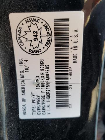 1HGCR2F55FA802985 - 2015 HONDA ACCORD SPORT BLACK photo 12