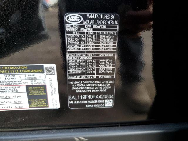 SAL119F40RA420504 - 2024 LAND ROVER RANGE ROVE AUTOBIOGRAPHY BLACK photo 13