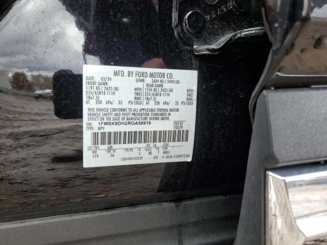 1FMSK8DH2RGA58919 - 2024 FORD EXPLORER XLT Қара фото 14