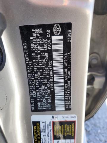 4T1BK1EB4HU248237 - 2017 TOYOTA AVALON XLE SILVER photo 12