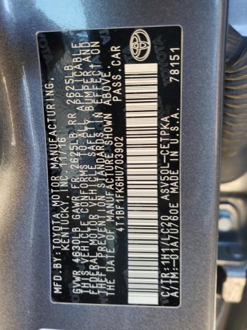 4T1BF1FK6HU703902 - 2017 TOYOTA CAMRY LE GRAY photo 12