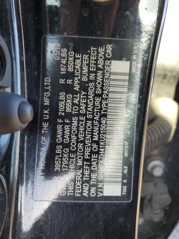 SHHFK7H41KU215040 - 2019 HONDA CIVIC SPORT Қара фото 12