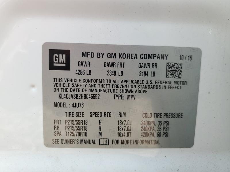 KL4CJASB2HB046552 - 2017 BUICK ENCORE PREFERRED 白色 照片 13