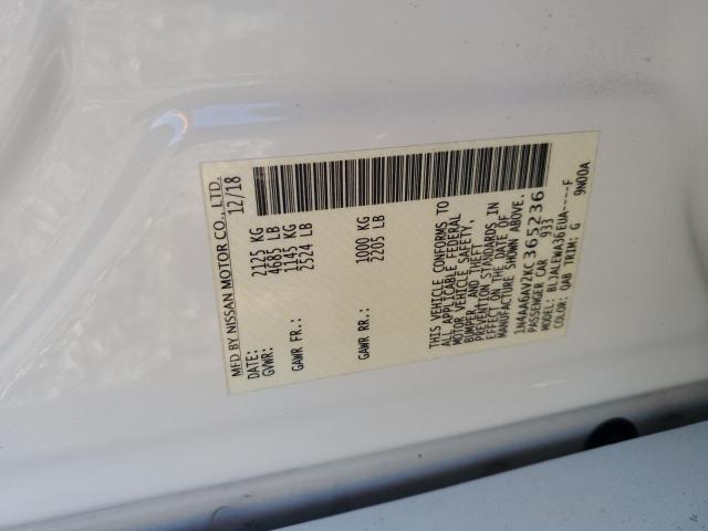 1N4AA6AV2KC365236 - 2019 NISSAN MAXIMA S Ağ foto 12