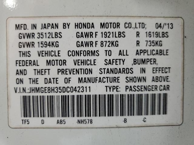 JHMGE8H35DC042311 - 2013 HONDA FIT WHITE photo 13