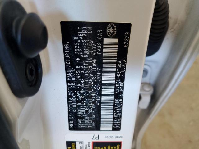 4T1BF1FK7HU797417 - 2017 TOYOTA CAMRY LE WHITE photo 12