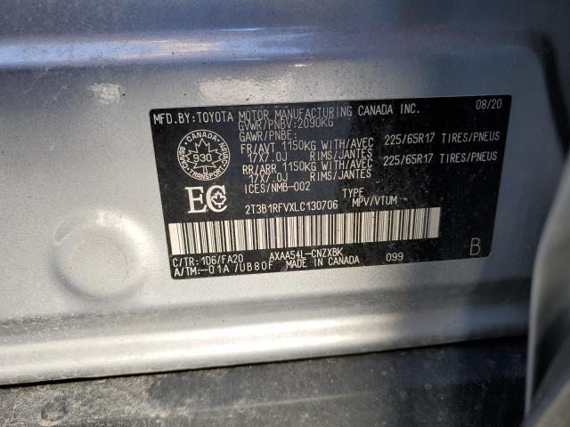 2T3B1RFVXLC130706 - 2020 TOYOTA RAV4 LE Silber Foto 14