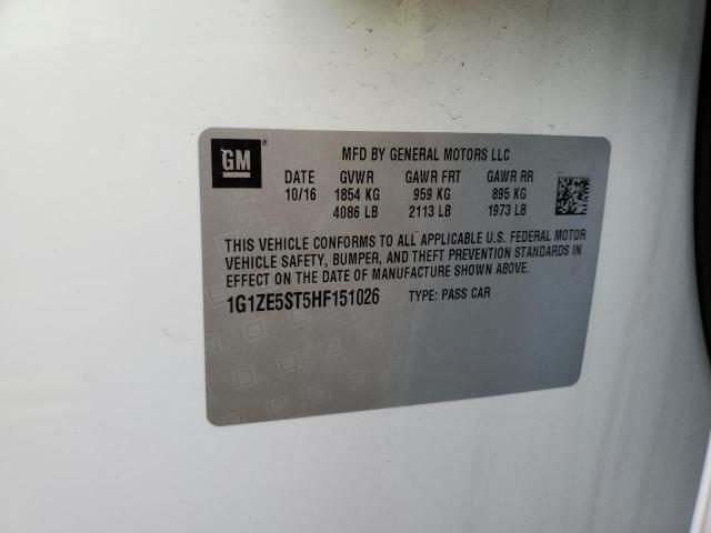 1G1ZE5ST5HF151026 - 2017 CHEVROLET MALIBU LT Ақ фото 12