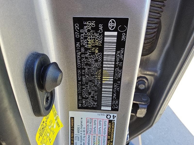 JTNKHMBX6L1093653 - 2020 TOYOTA C-HR XLE SILVER photo 13