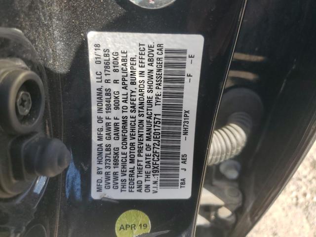 19XFC2F72JE017571 - 2018 HONDA CIVIC EX BLACK photo 12