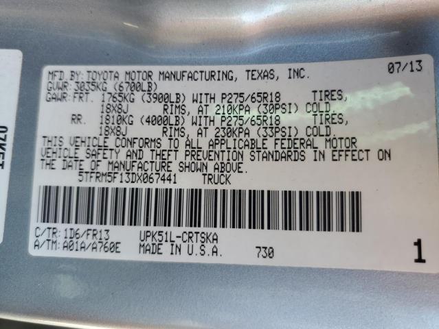 5TFRM5F13DX067441 - 2013 TOYOTA TUNDRA DOUBLE CAB SR5 SILVER photo 12