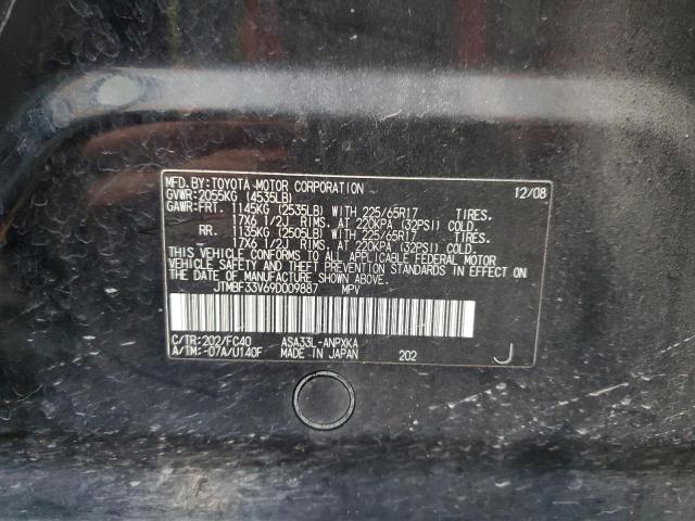 JTMBF33V69D009887 - 2009 TOYOTA RAV4 BLACK photo 12