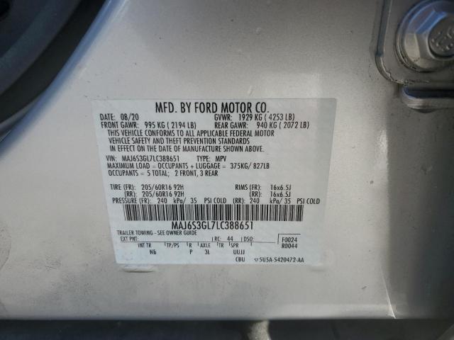 MAJ6S3GL7LC388651 - 2020 FORD ECOSPORT SE Plata foto 14