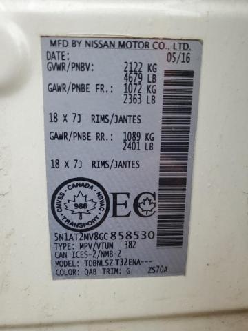 5N1AT2MV8GC858530 - 2016 NISSAN ROGUE S WHITE photo 14