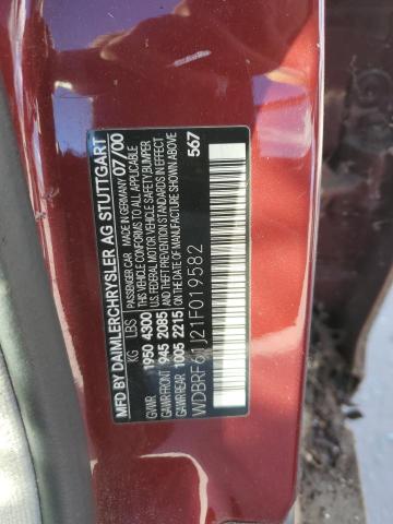 WDBRF61J21F019582 - 2001 MERCEDES-BENZ C 240 勃艮第红 照片 12