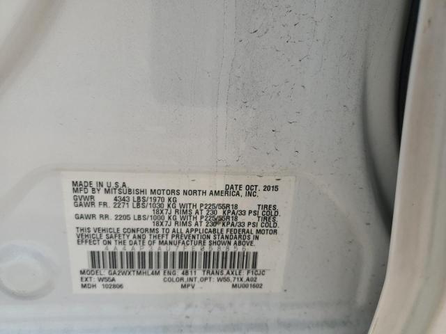 4A4AP3AU7FE058856 - 2015 MITSUBISHI OUTLANDER ES WHITE photo 13