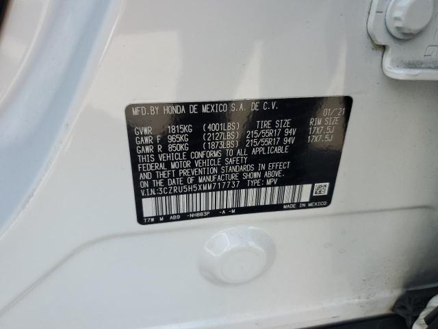 3CZRU5H5XMM717737 - 2021 HONDA HR-V EX WHITE photo 12