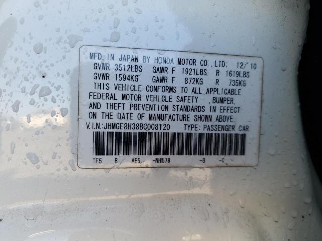 JHMGE8H38BC008120 - 2011 HONDA FIT 白色 照片 13