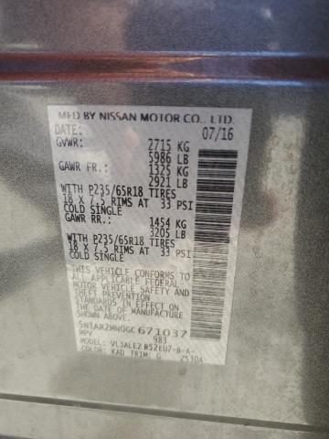 5N1AR2MN0GC671037 - 2016 NISSAN PATHFINDER S GRAY photo 14