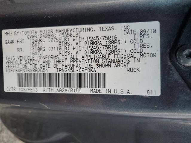 5TFUX4EN7BX002654 - 2011 TOYOTA TACOMA ACCESS CAB 灰色 照片 12