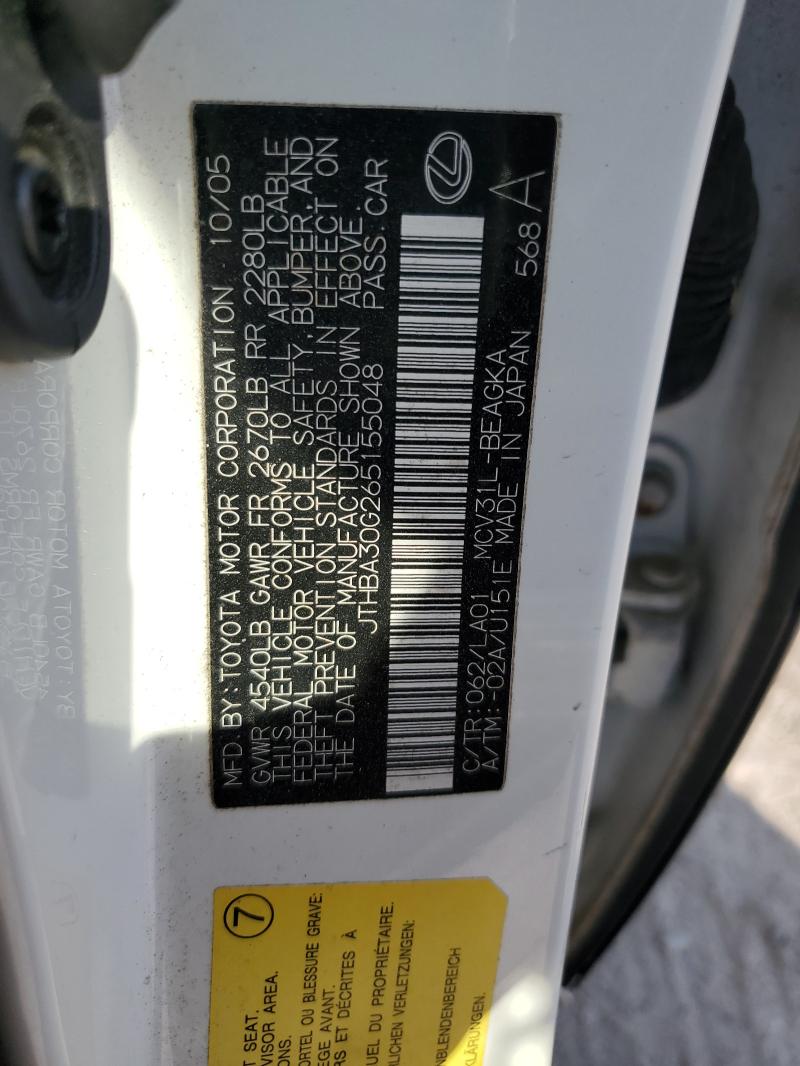 JTHBA30G265155048 - 2006 LEXUS ES 330 白色 照片 13