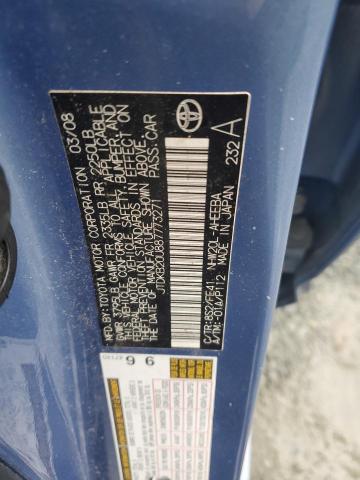 JTDKB20U887773271 - 2008 TOYOTA PRIUS BLUE photo 12