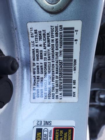 19XFA1F53BE034587 - 2011 HONDA CIVIC LX SILVER photo 13