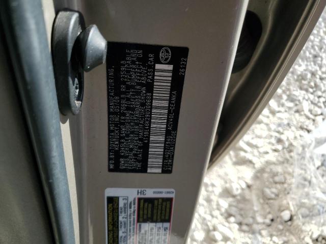 4T1BE46K29U309688 - 2009 TOYOTA CAMRY BASE BROWN photo 13