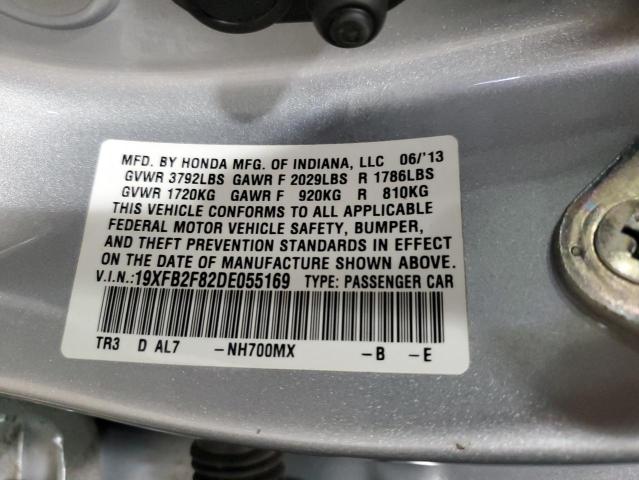 19XFB2F82DE055169 - 2013 HONDA CIVIC EX 银色 照片 13