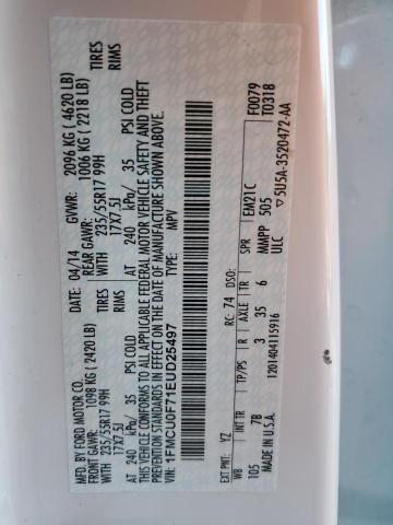 1FMCU0F71EUD25497 - 2014 FORD ESCAPE S WHITE photo 14