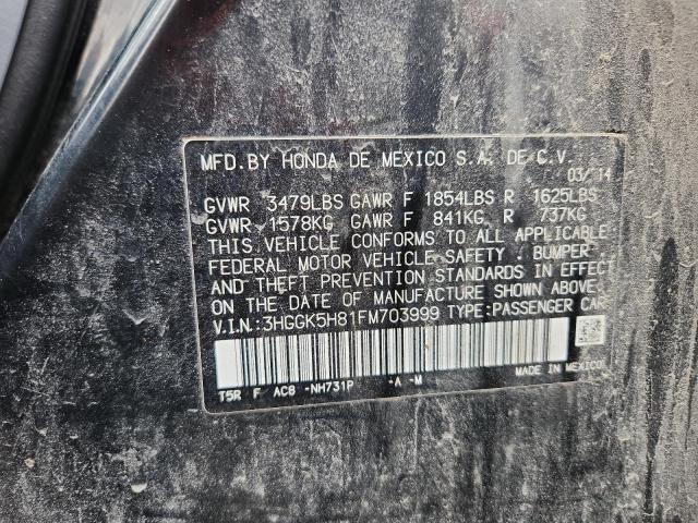 3HGGK5H81FM703999 - 2015 HONDA FIT EX BLACK photo 13