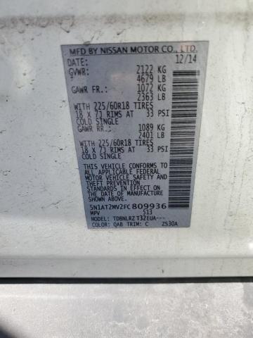 5N1AT2MV2FC809936 - 2015 NISSAN ROGUE S 白色 照片 13