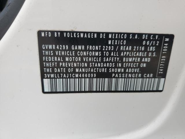 3VWLL7AJ1CM466099 - 2012 VOLKSWAGEN JETTA TDI 白色 照片 12