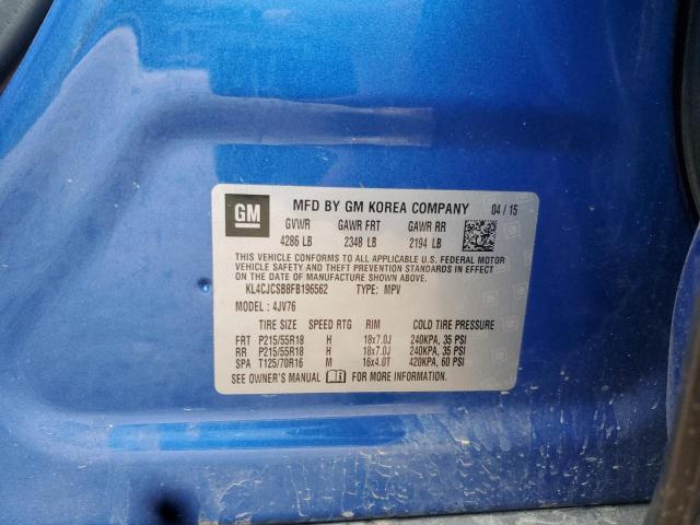 KL4CJCSB8FB196562 - 2015 BUICK ENCORE 蓝色 照片 12