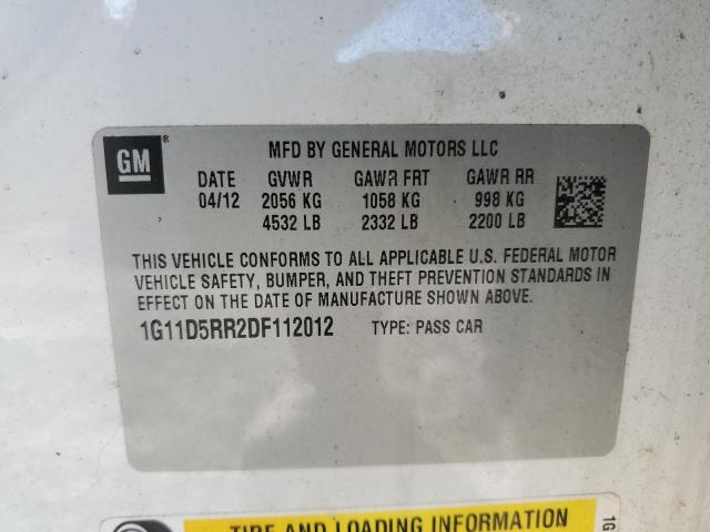 1G11D5RR2DF112012 - 2013 CHEVROLET MALIBU 1LT 白色 照片 12