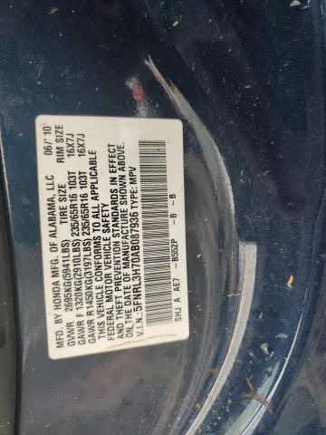 5FNRL3H70AB087936 - 2010 HONDA ODYSSEY EXL BLUE photo 13