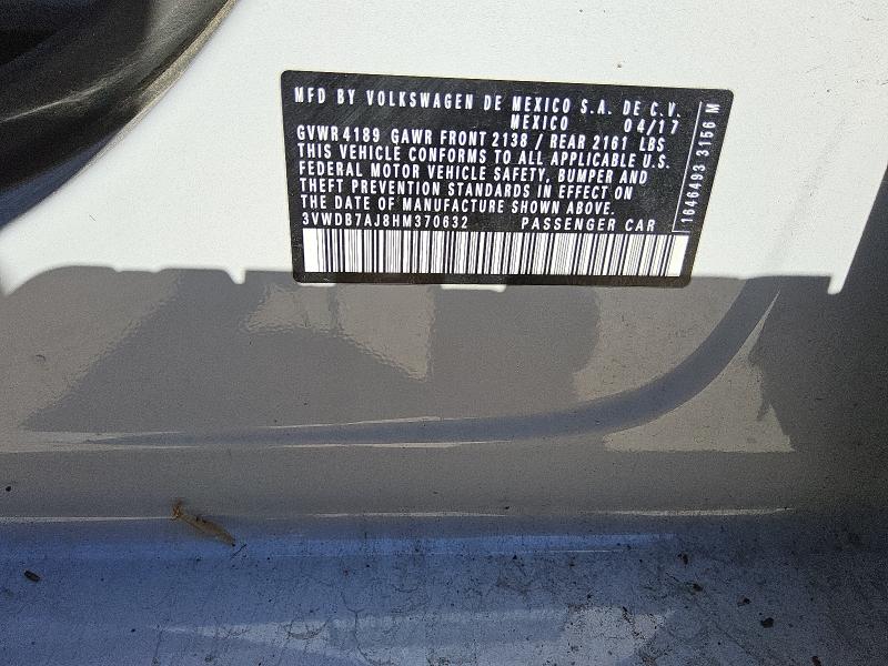 3VWDB7AJ8HM370632 - 2017 VOLKSWAGEN JETTA SE GRAY photo 12