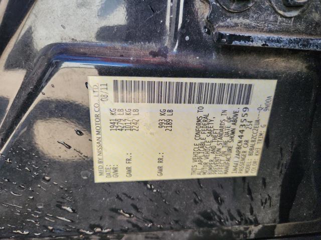 1N4AL2AP8CN443559 - 2012 NISSAN ALTIMA BASE BLACK photo 12