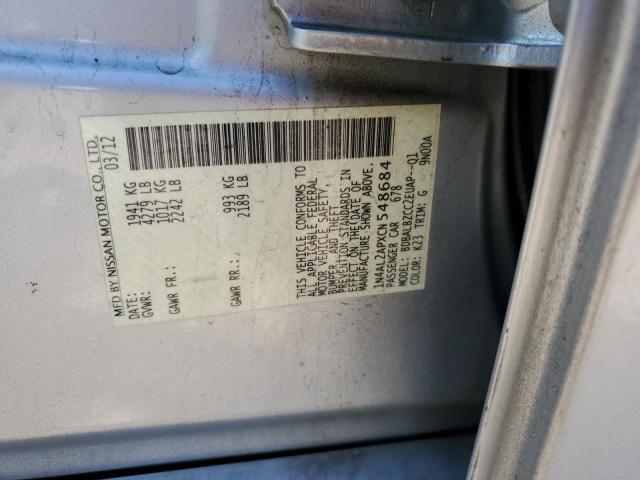 1N4AL2APXCN548684 - 2012 NISSAN ALTIMA BASE SILVER photo 13