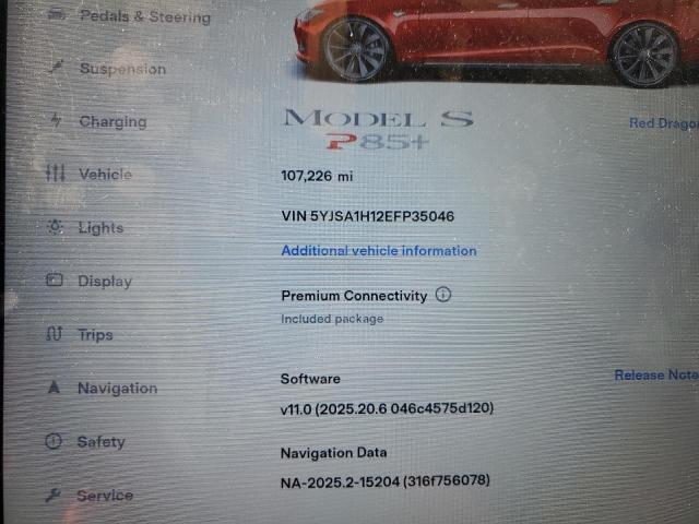 5YJSA1H12EFP35046 - 2014 TESLA MODEL S Rot Foto 9