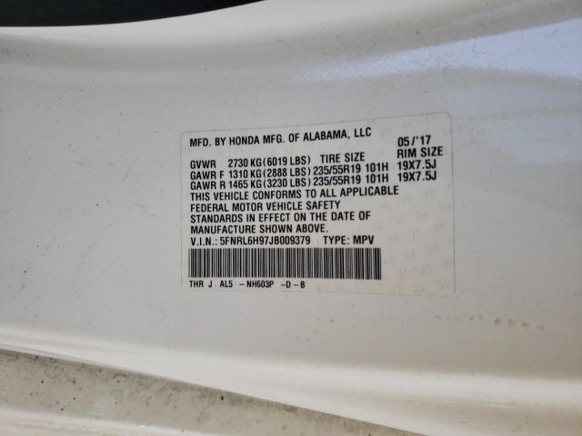 5FNRL6H97JB009379 - 2018 HONDA ODYSSEY ELITE Blanco foto 13